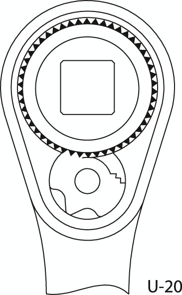 GEDORE 2093 U-20 Umschaltknarre 1/4" Technische Zeichnung 2 ZOOM