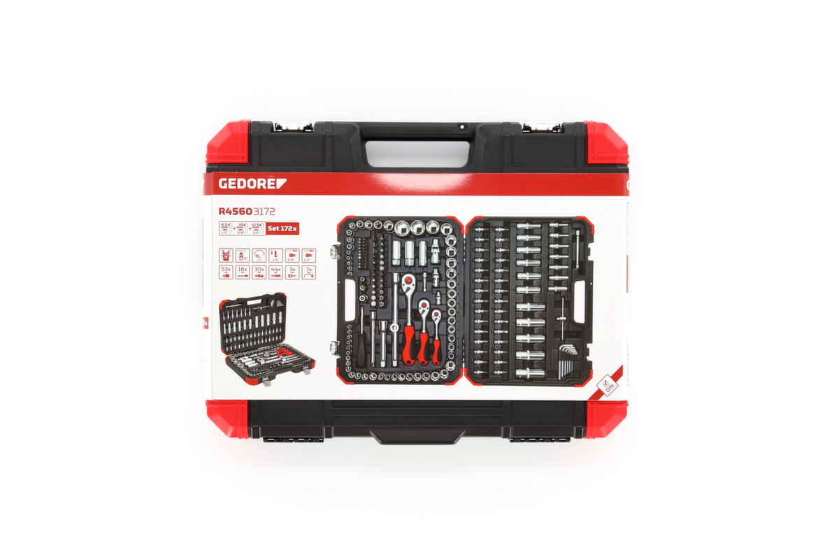 GEDORE R45603172 Steckschlüssel-Satz 1/4"+3/8"+1/2" 172-teilig Standard 6 ZOOM