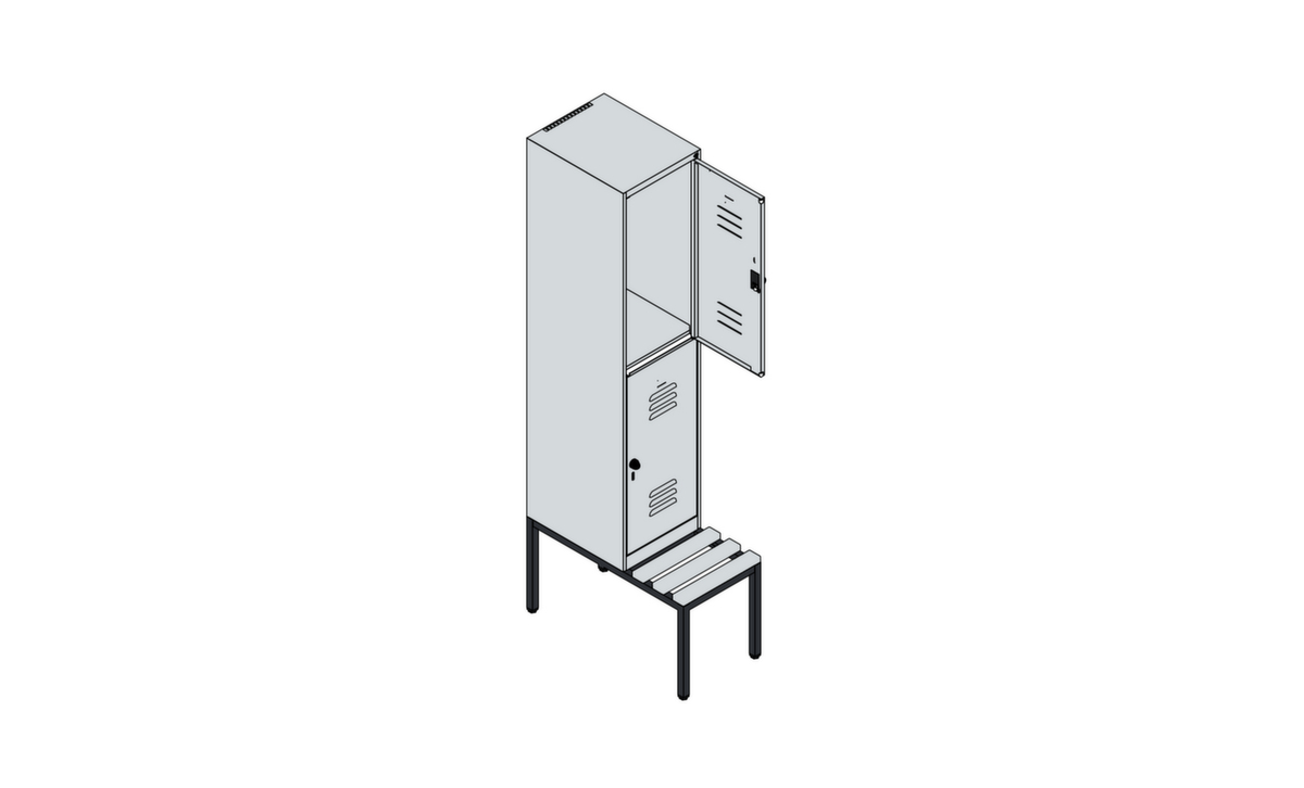 C+P Doppelstöckiger Spind Classic Plus mit Sitzbank, Abteilbreite 400 mm Standard 3 ZOOM