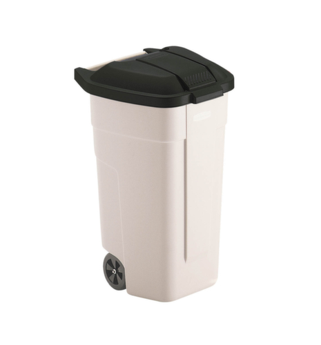 Rubbermaid Poubelle pour matières recyclables, 100 l, beige, couvercle noir  L