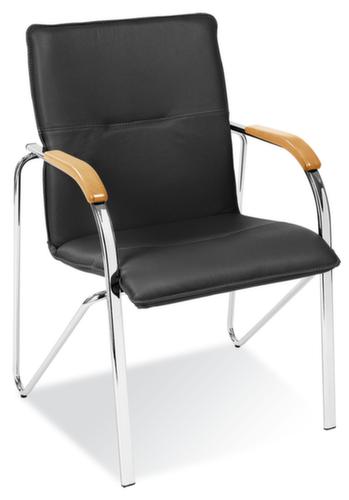 Nowy Styl Chaise capitonnée Samba, assise cuir, noir  L