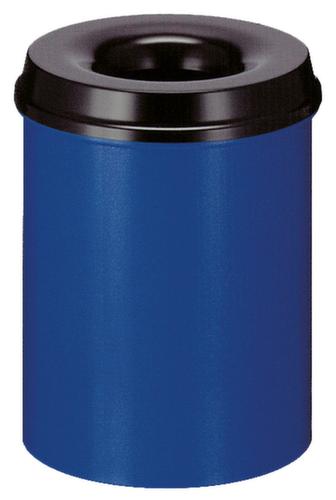 Corbeille à papier autoextinguible en acier, 15 l, bleu, partie supérieure noir  L