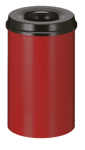 Corbeille à papier autoextinguible en acier, 20 l, rouge, partie supérieure noir  L