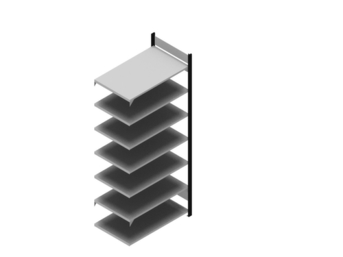 hofe Porte-documents sans vis Zone de fixation pour une utilisation des deux côtés, 6 tablettes, RAL9005 noir foncé/RAL9006 aluminium blanc