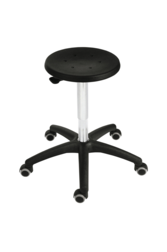 Tabouret pivotant, assise noir, roulettes