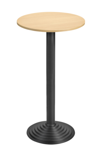 Table haute avec pied à disque, Ø 600 mm, panneau hêtre  L