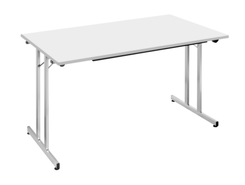 Table pliante polyvalente gerbable, largeur x profondeur 1400 x 800 mm, panneau gris clair