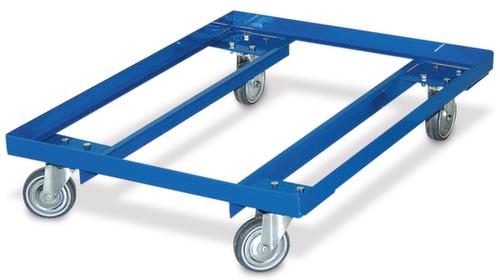 Chariot à bac pour bac norme Europe et palettes, force 240 kg, RAL5010 bleu gentiane  L