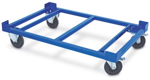 Chariot à bac pour bac norme Europe et palettes, force 500 kg, RAL5010 bleu gentiane  L