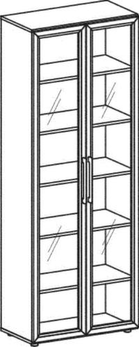 Gera Armoire à portes battantes Milano vitrées, 6 hauteurs des classeurs  L