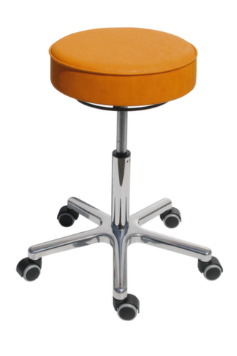 Tabouret pivotant hauteur réglable avec assise en similicuir, assise jaune, roulettes  L