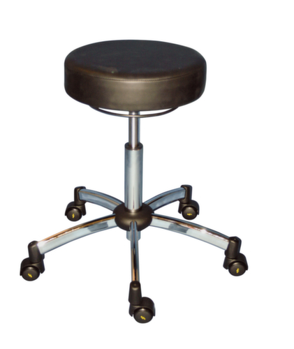 Tabouret pivotant ESD antistatique, assise noir, roulettes  L