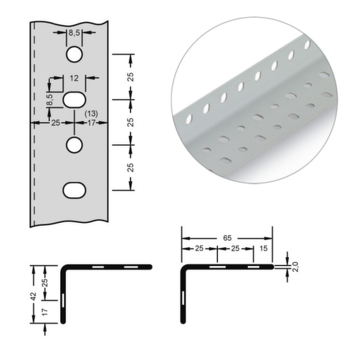 hofe Rack de stockage Profil d'auto-assemblage, longueur 3 m, RAL7035 gris clair  L