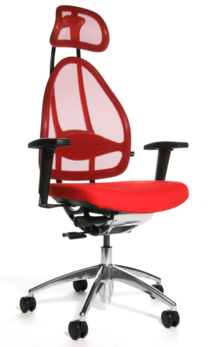 Topstar Siège de bureau pivotant Open Base + Art OPEN ART 10 avec appui-tête, Dossier maille, rouge  L