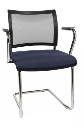 Topstar Fauteuil luge pour visiteurs Visit 20 avec dossier maille, assise tissu (100 % polypropylène), bleu foncé  L