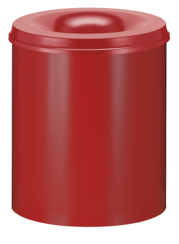 Corbeille à papier autoextinguible en acier, 80 l, rouge, partie supérieure rouge  L