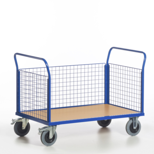 Rollcart Wagon à trois parois en grille, force 400 kg, plateau longueur x largeur 850 x 480 mm  L