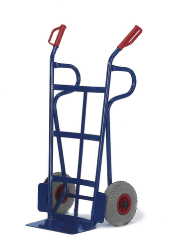 Rollcart diable de manutention avec paroi arrière courbée et lisses support, force 250 kg, air bandage  L