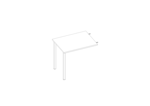 Quadrifoglio Table de rallonge à hauteur réglable Practika pour bureau avec piètement 4 pieds, largeur x profondeur 800 x 600 mm, plaque blanc