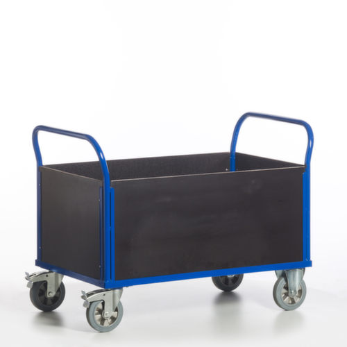 Rollcart Chariot quatre ridelles avec plateau antidérapant, force 1200 kg, plateau longueur x largeur 1200 x 770 mm  L