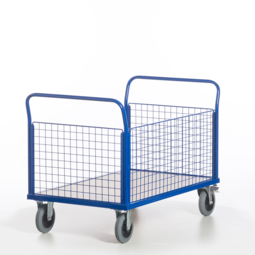 Rollcart Wagon à trois parois en grille, force 500 kg, plateau longueur x largeur 1200 x 780 mm  L