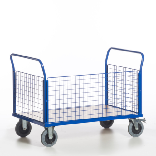 Rollcart Wagon à trois parois en grille, force 500 kg, plateau longueur x largeur 1200 x 780 mm  L