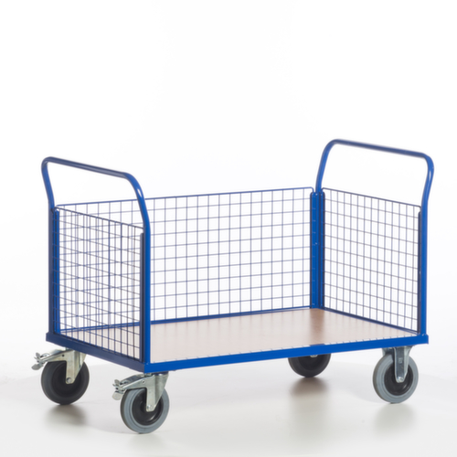 Rollcart Wagon à trois parois en grille, force 500 kg, plateau longueur x largeur 1200 x 780 mm  L