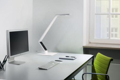 Luctra Lampe de bureau à DEL Linear Table Base avec lumière biologiquement active, lumière lumière blanc froid à blanc chaud biologiquement active, blanc  L