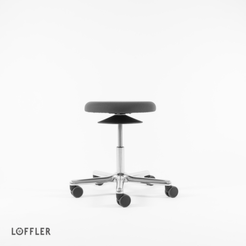 Löffler Tabouret pivotant Ergo avec assise réglable en hauteur, assise gris, roulettes  L