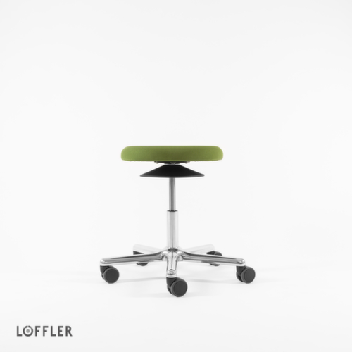 Löffler Tabouret pivotant Ergo avec assise réglable en hauteur, assise vert, roulettes  L