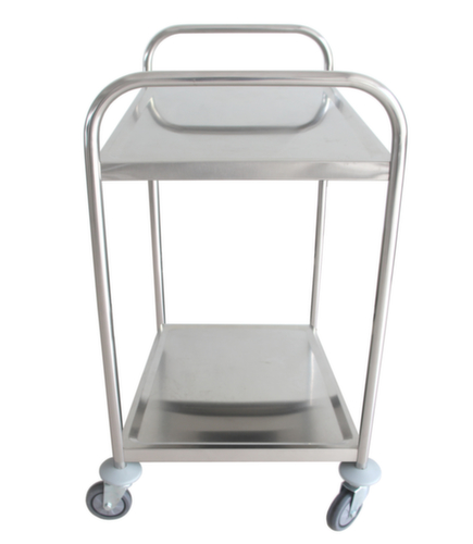 Chariot pour l'alimentaire en acier inoxydable, force 100 kg, 2 plateaux  L