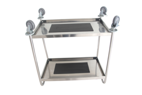 Chariot pour l'alimentaire en acier inoxydable, force 100 kg, 2 plateaux  L