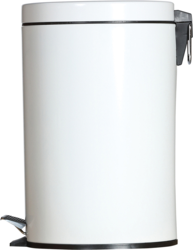 Poubelle à pédale ronde avec seau intérieur, 12 l, blanc  L