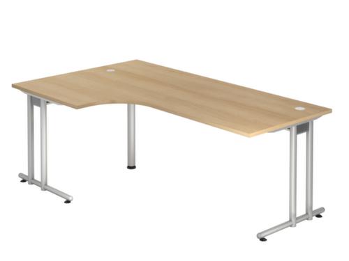 Bureau d'angle Terra Nova avec piètement en C, largeur x profondeur 2000 x 800 mm, plaque chêne  L