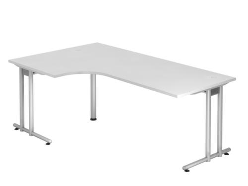 Bureau d'angle Terra Nova avec piètement en C, largeur x profondeur 2000 x 800 mm, plaque blanc  L