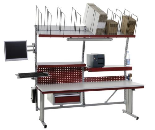 Rocholz Table d'emballage complète System Flex E avec tôle perforée et équipement PC, largeur x profondeur 2000 x 800 mm  L