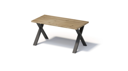 Bisley Table de conférence Fortis avec plateau en chêne massif, largeur x profondeur 1600 x 800 mm, panneau nature  L