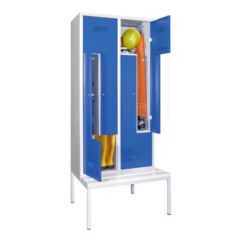 PAVOY Armoire vestiaire Z Basis avec banc + 4 compartiments, largeur de compartiment 400 mm