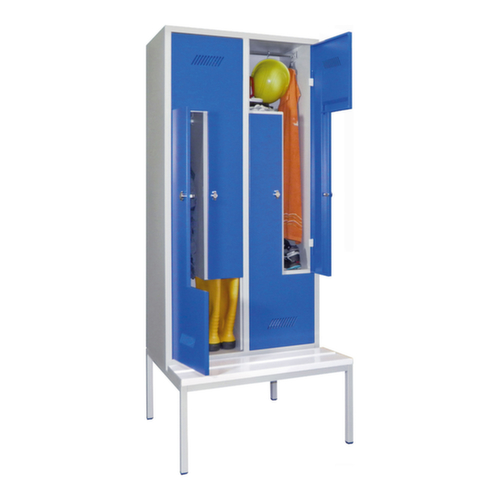 PAVOY Armoire vestiaire Z Basis avec banc + 4 compartiments, largeur de compartiment 400 mm