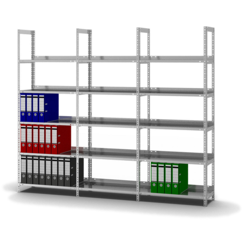 hofe Rayonnage à boulonner pour classeurs élément suivant, 5 tablettes, avec revêtement en zinc anti-corrosion  L