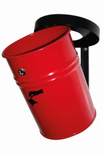 Poubelle antifeu FIRE EX pour fixation murale, 24 l, rouge, partie supérieure noir  L