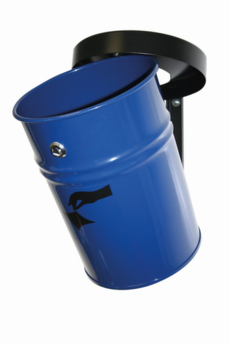 Poubelle antifeu FIRE EX pour fixation murale, 24 l, bleu, partie supérieure noir  L