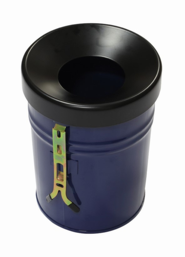 Poubelle antifeu FIRE EX pour fixation murale, 30 l, bleu, partie supérieure noir  L