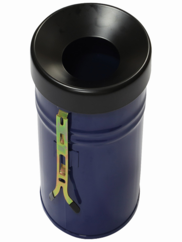 Poubelle antifeu FIRE EX pour fixation murale, 60 l, bleu, partie supérieure noir  L