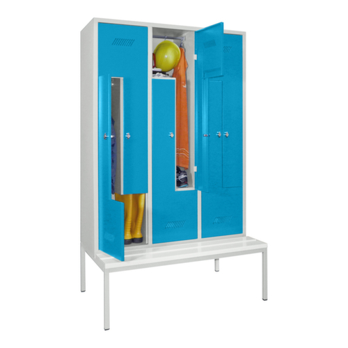 PAVOY Armoire vestiaire Z Basis avec banc + 6 compartiments, largeur de compartiment 400 mm