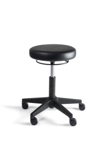 tabouret pivotant avec revêtement en similicuir, assise noir, 5 roulettes  L