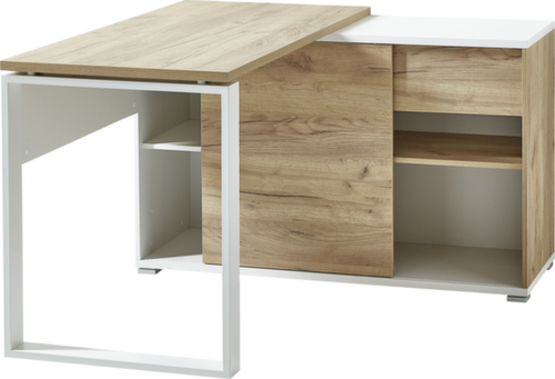 Bureau GW-LIONI, Piètem. semelles, largeur 1200 mm, chêne Navarra/blanc  L