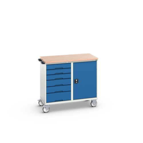 bott poste de travail mobile verso, 6 tiroirs, 1 armoire, RAL7035 gris clair/RAL5010 bleu gentiane