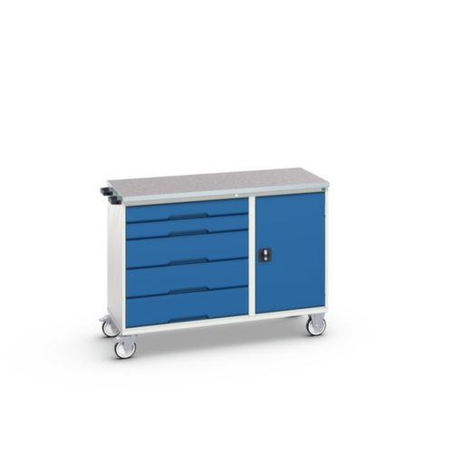 bott poste de travail mobile verso, 5 tiroirs, 1 armoire, RAL7035 gris clair/RAL5010 bleu gentiane