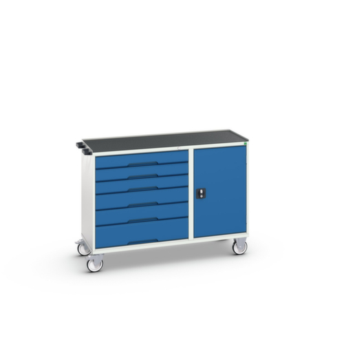 bott poste de travail mobile verso, 6 tiroirs, 1 armoire, RAL7035 gris clair/RAL5010 bleu gentiane  L